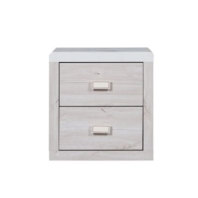 Tisley 2-Drawer Night Stand - Light Oak/White Faux Marble - With 2-Year Warranty